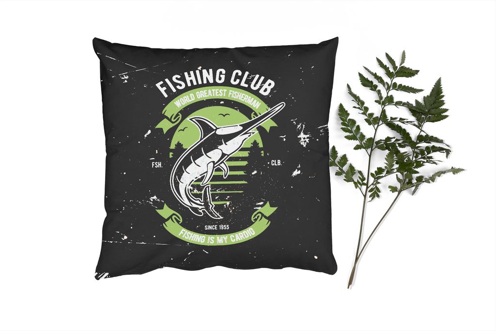 MuchoWow Zierkissen Sofakissen Wohnzimmer Dekokissen 50x50 cm Fisch - Retro - Zitat - Komfort - Sofakissen