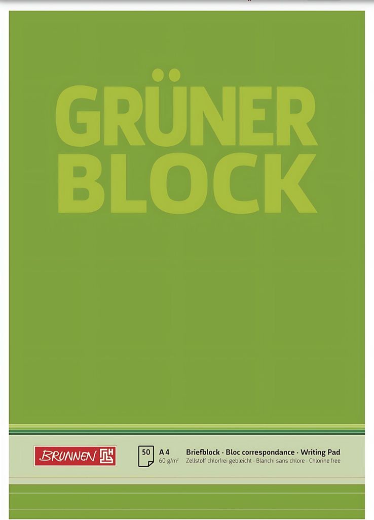 BRUNNEN Briefblock A4 liniert 60g der grüne Block