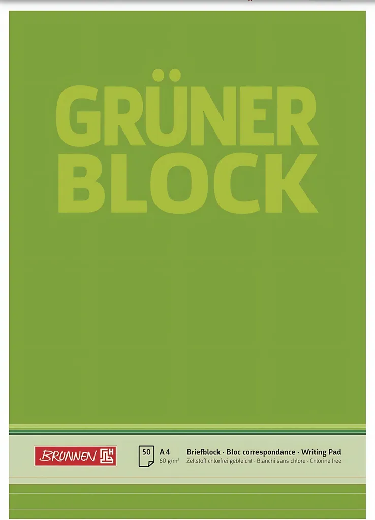 BRUNNEN 1052637 Blocco Lettera Verde A4 Liniato - 50 Fogli Qualità