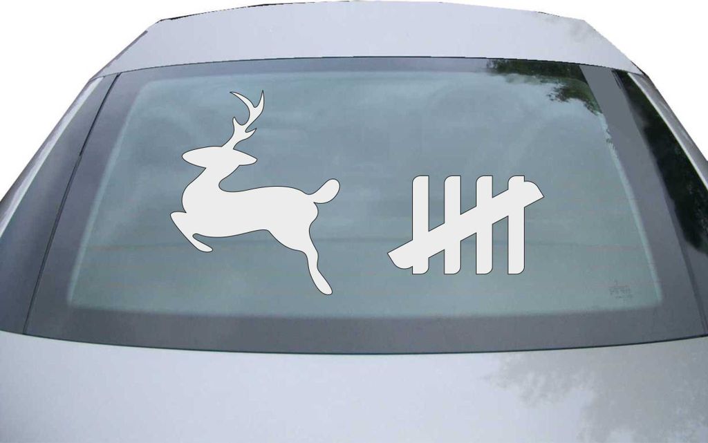 Indigos UG - Aufkleber Heckscheibe & Motorklappe DE6023 - silber - 600x328 mm - Hirsch Society - Auto Scheiben Fenster Heckklappe Tuning Racing JDM...