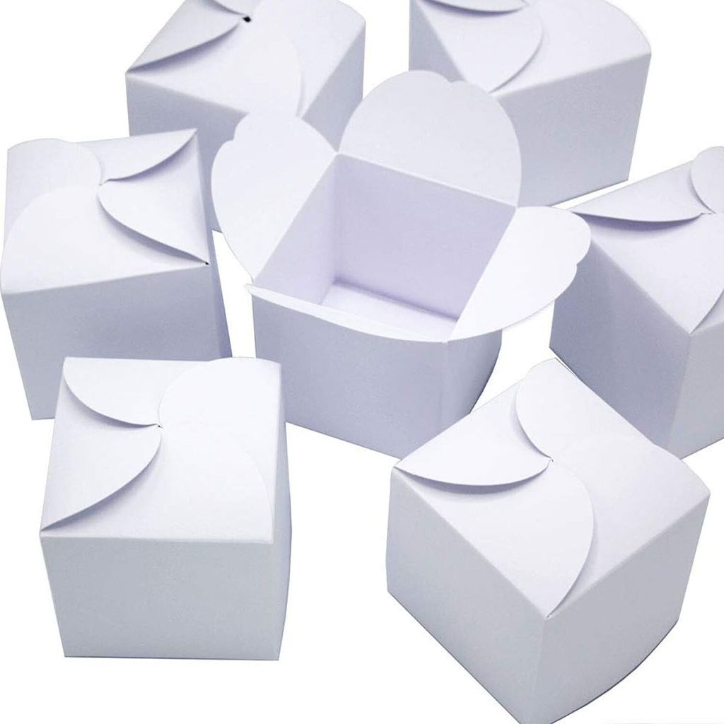 younikat Geschenkboxen Gastgeschenk Weiß I 24 Stück ca. 7 cm I Hochzeit Kommunion Taufe süßigkeiten I Schachtel klein I dv596