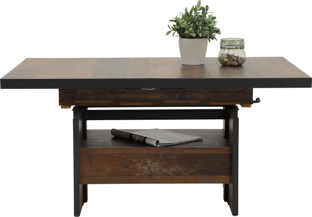 Table basse transformable bois et gris Noah avec tiroir et rangement 150cm - 4