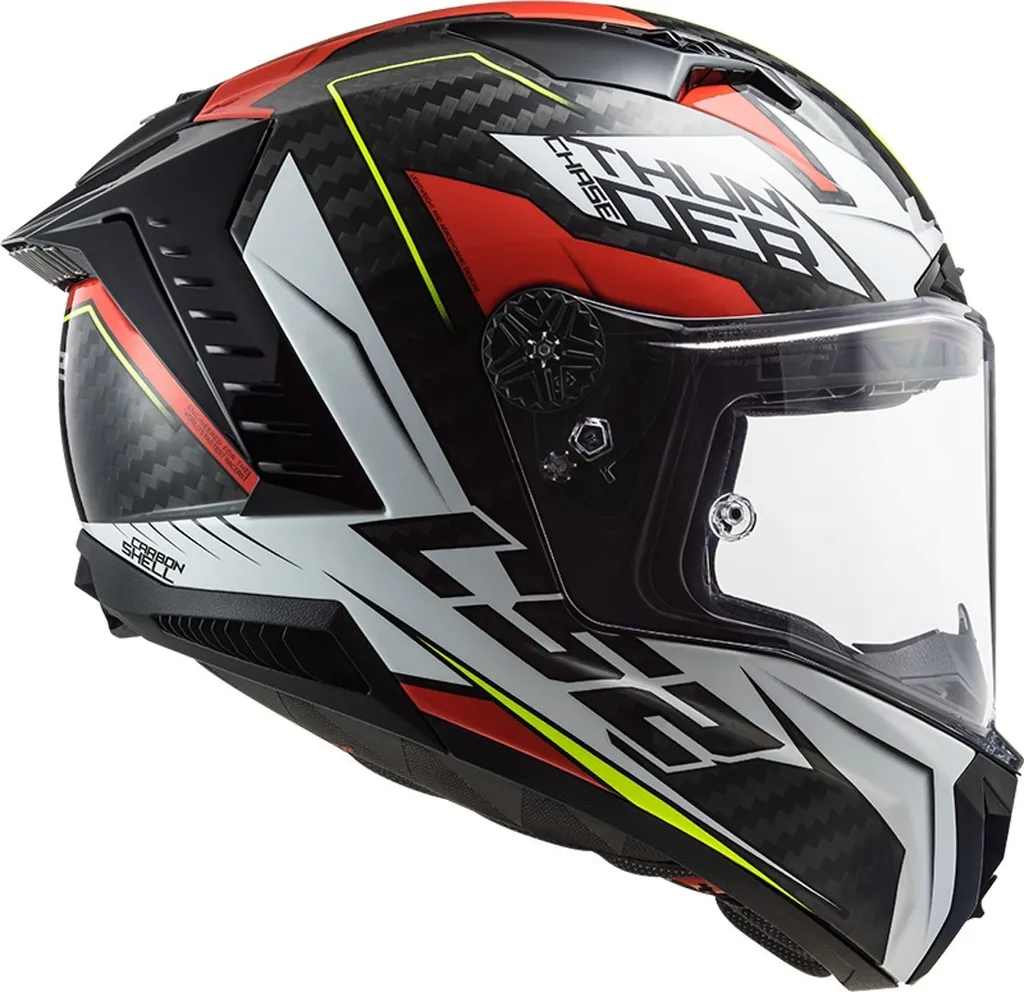 Casque LS2 FF805 Thunder Carbon Anti Fatigue Cervicale Blanc Rouge S