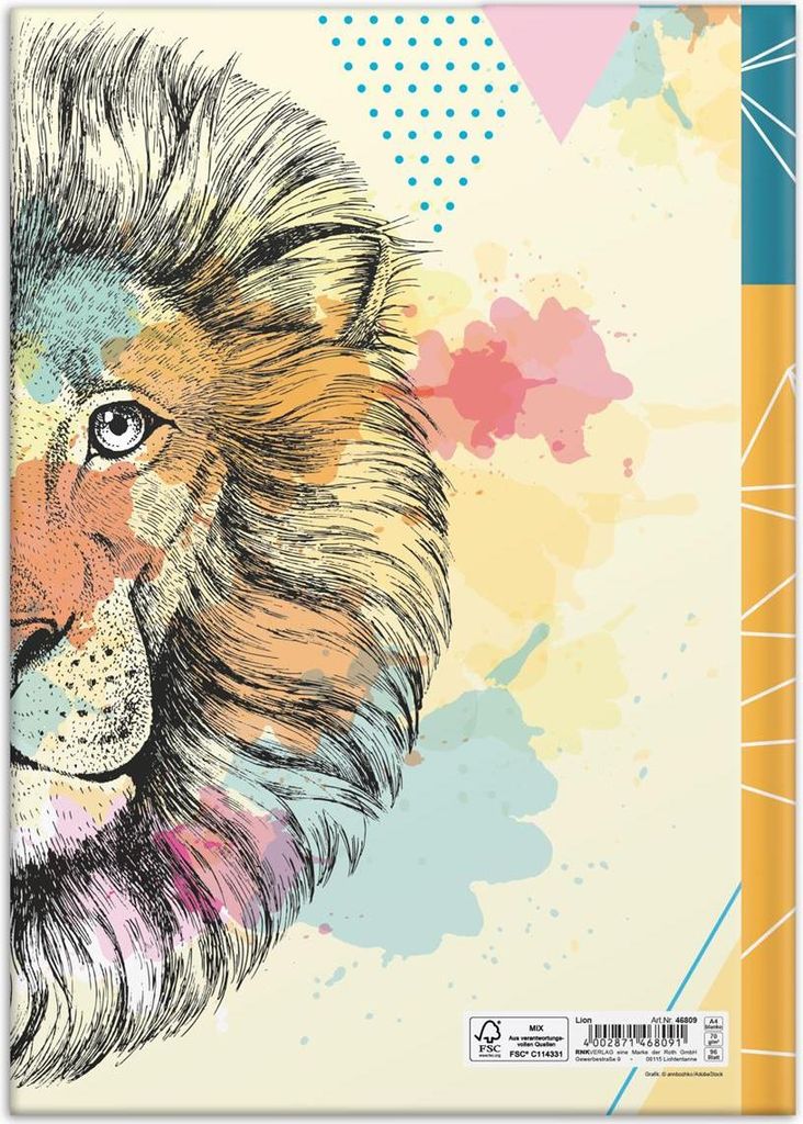 RNK Verlag 46809 RNK Verlag Taccuino "Lion", DIN A4, 96 Immagine del prodotto 