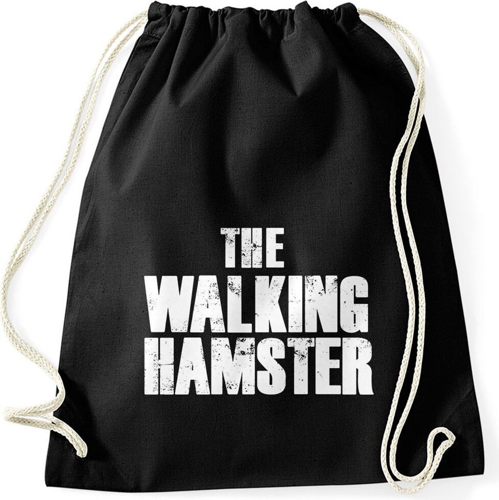 Turnbeutel The walking Hamster Serien Parodie Hamsterkäufe Vorräte hamstern Moonworks schwarz unisize