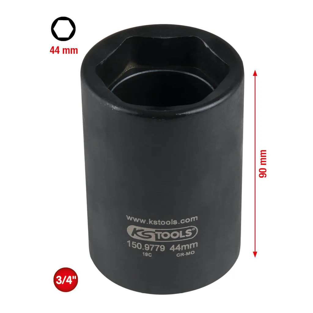 Douille pour articulation PSA 44 mm KS Tools 150.9779 avec carré 3/4"