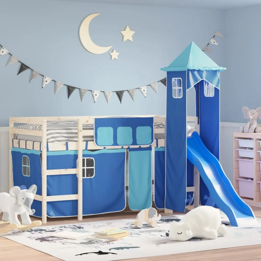 Cache-sommier bleu pour lit mezzanine : rideaux polyester 8812340
