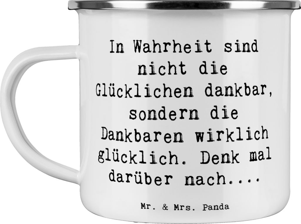 Mr. & Mrs. Panda Teetasse Spruch Dankbarkeit für kleine Dinge - Weiß - Geschenk, Stimmung, Pott, wanderbecher, Emaille Tasse, Wertschätzung, Phi...