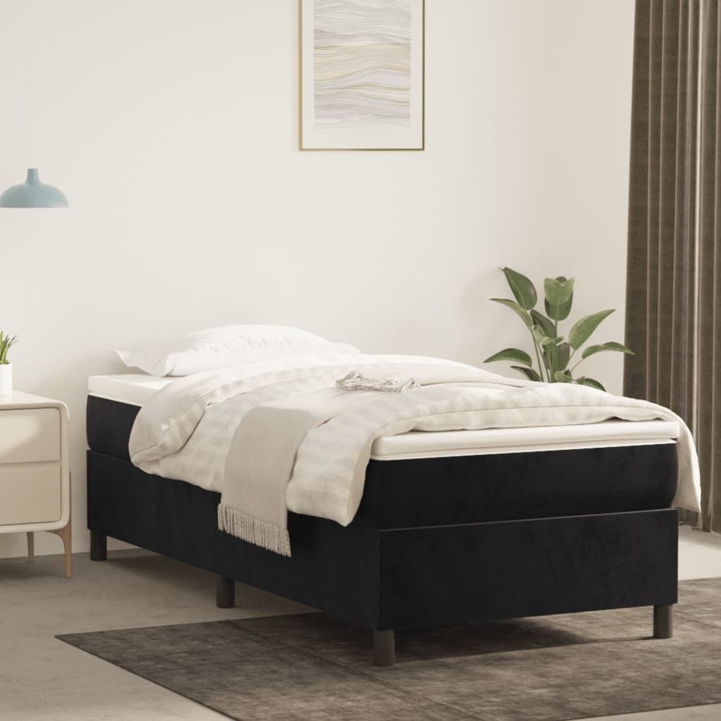 "Rabatt" Boxspring-Bettrahmen 2 Personen - Schlafzimmerbett - Schwarz 80x200 cm Samt - Klassische Betten CC4607