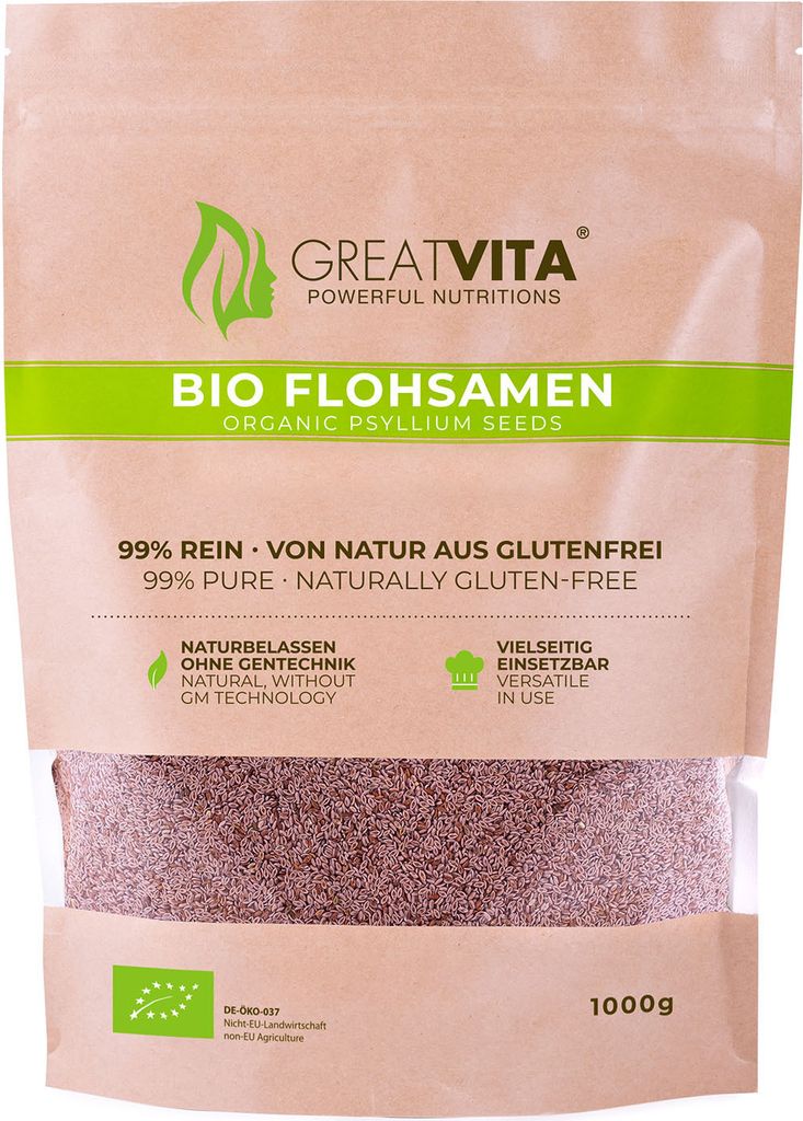 GreatVita ganze Flohsamen 1000g, 99% rein | aus Produktbild 