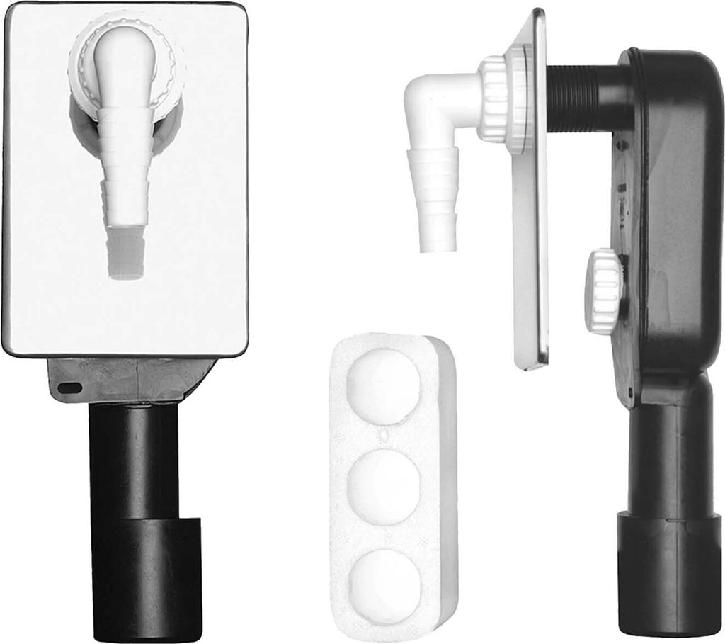 tecuro UP-Siphon Geruchsverschluss für Geräte, mit Abdeckplatte Edelstahl & Schlauchtülle