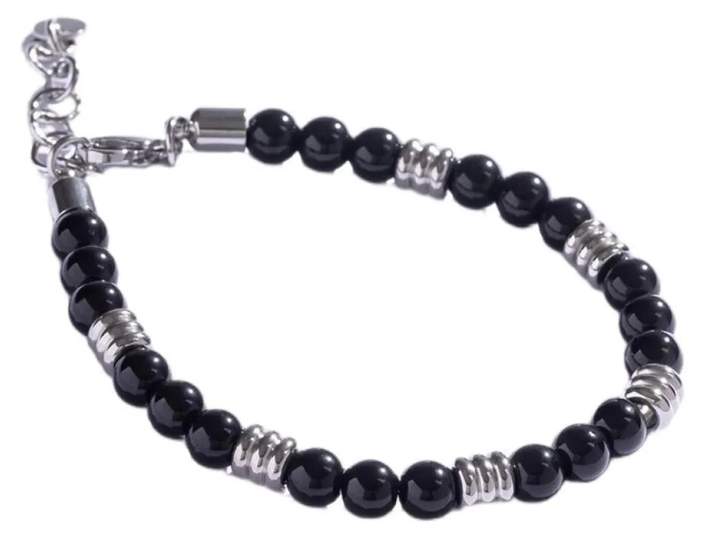 Bracelet en perles noires pour homme MCGB5027 - Design Élégant et Mat