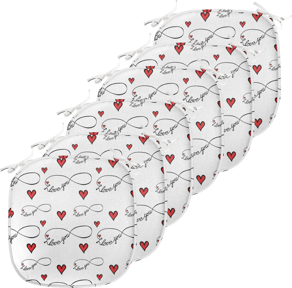 Lot de 6 Coussins de Chaise ABAKUHAUS Je t'aime Imperméables 40x40 cm