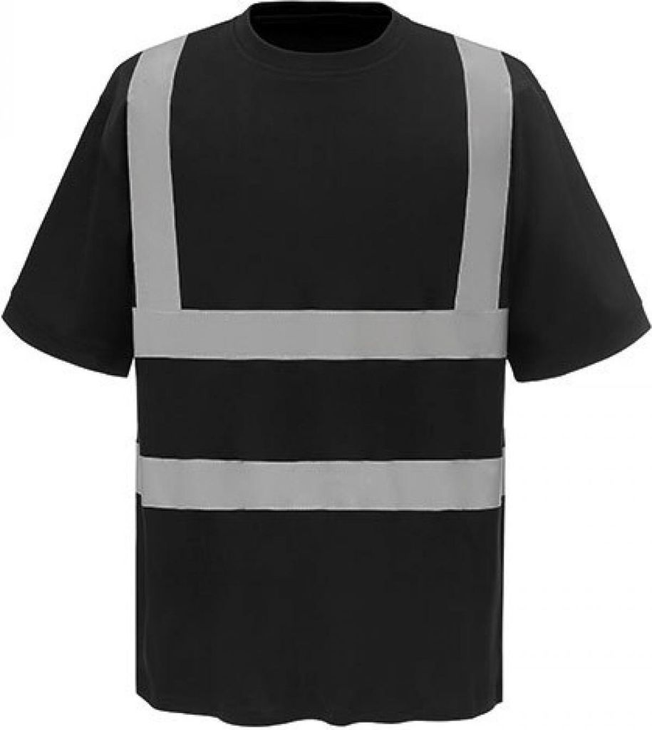 YOKO HVJ410 | Herren Hi Vis sicherheits T-Shirt EN ISO 20471 bis 6XL - Farbe: Black - Größe: 4XL