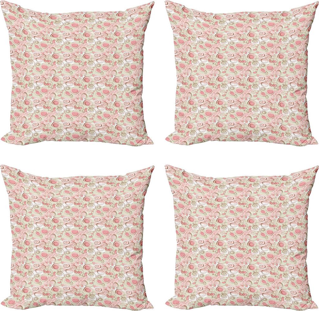 ABAKUHAUS Liebe Kissenbezug Set (4 Stück), Romantischer Pastellfrühling, Moderner Doppelseitiger Digitaldruck, 40 cm x 40 cm, Hellgrün Blush Brown