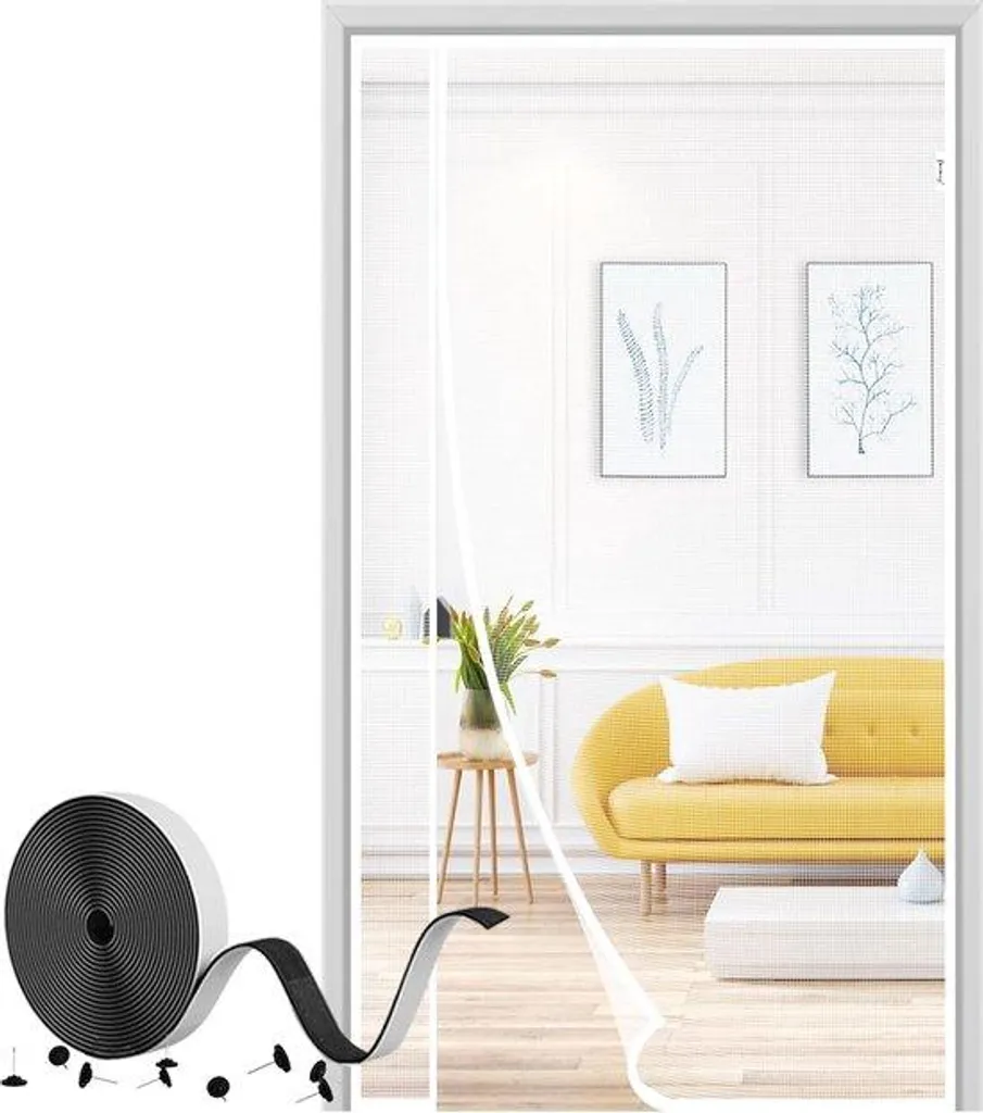 Moustiquaire magnétique blanche 110x210 cm avec fermeture automatique