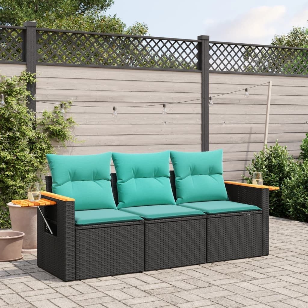 Maison Exclusive - 3-tlg. Garten-Sofagarnitur mit Kissen Schwarz Poly Rattan