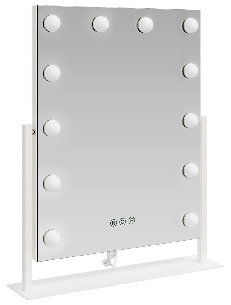 vidaXL Miroir de maquillage LED blanc 44x10x53 cm en verre et acier