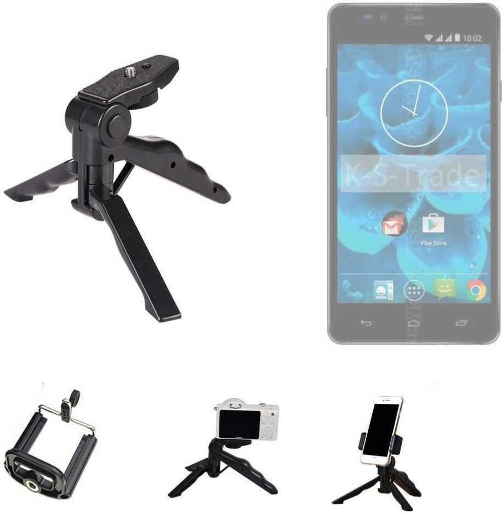 K-S-Trade Stativ Tisch-Ständer Dreibein Handy-Stativ Ständer kompatibel mit Qilive Q4 5.5 Mini-Stativ Smartphone Tripod Handy-Stativ aus Plastik