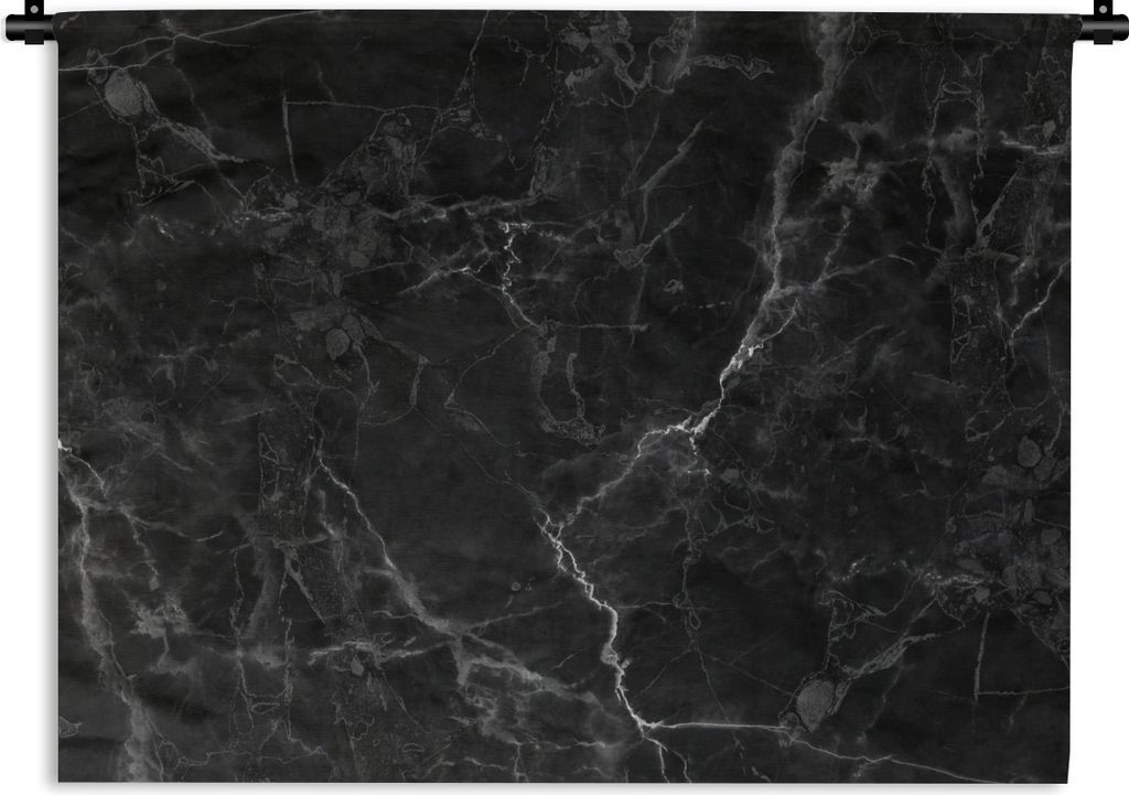 MuchoWow Wandteppich Wandbehang Marmor - Schwarz - Weiß - Textur - Marmoroptik 60x45 cm Tapisserie Dekoration Wandtuch - Das Schlafzimmer