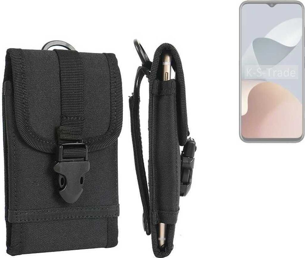K-S-Trade Holster Handy Hülle kompatibel mit ZTE Blade A73 Holster Handytasche Gürtel Tasche Schutz Hülle Robust Outdoor schwarz