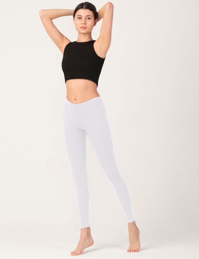 OCERA Damen Leggings Lang aus atmungsaktiver Viskose Weiss Gr. S (36/38)