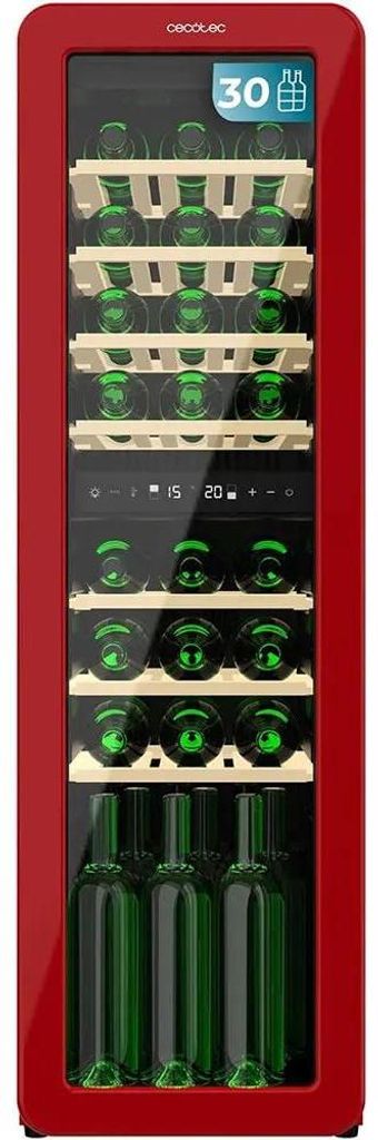 Cecotec Bolero GrandSommelier Origin Duo 30 Hit Red, Weinkühler mit Kompressor, Freistehend, 30 Flasche(n), G, Innenbeleuchtung, Rot