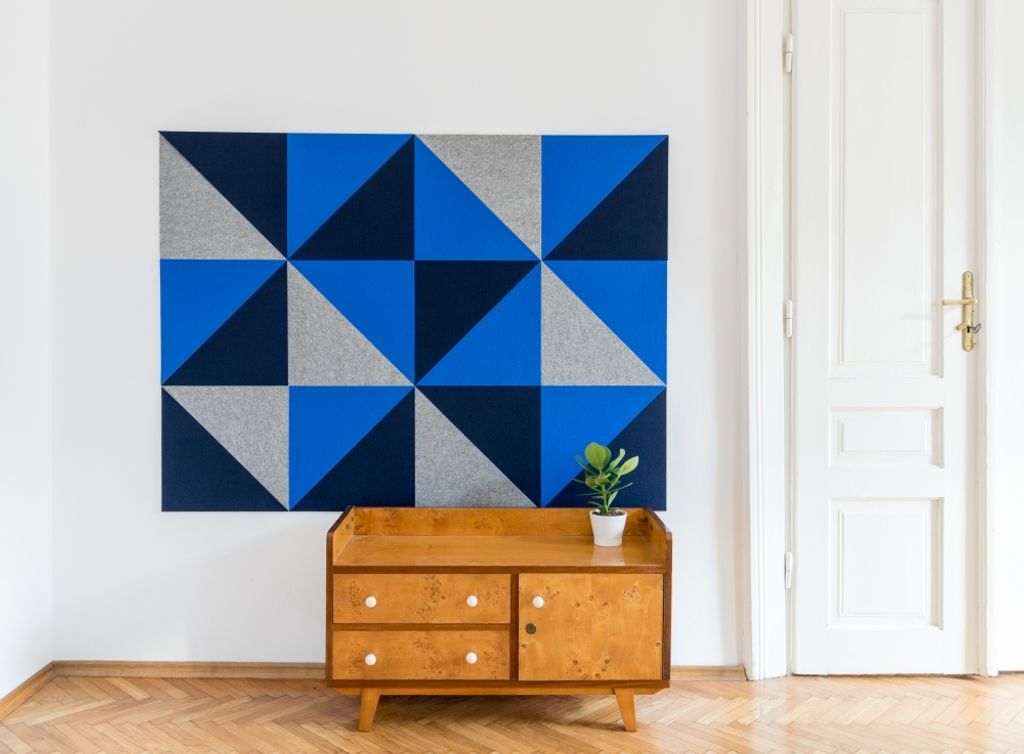 MARBET FELT Akustikpaneele selbstklebend 565x283x5mm, 24STK Wandpaneele Dreieck, Schallabsorber Wandbild Akustikplatten Schalldämmung Wand (Set 2,...