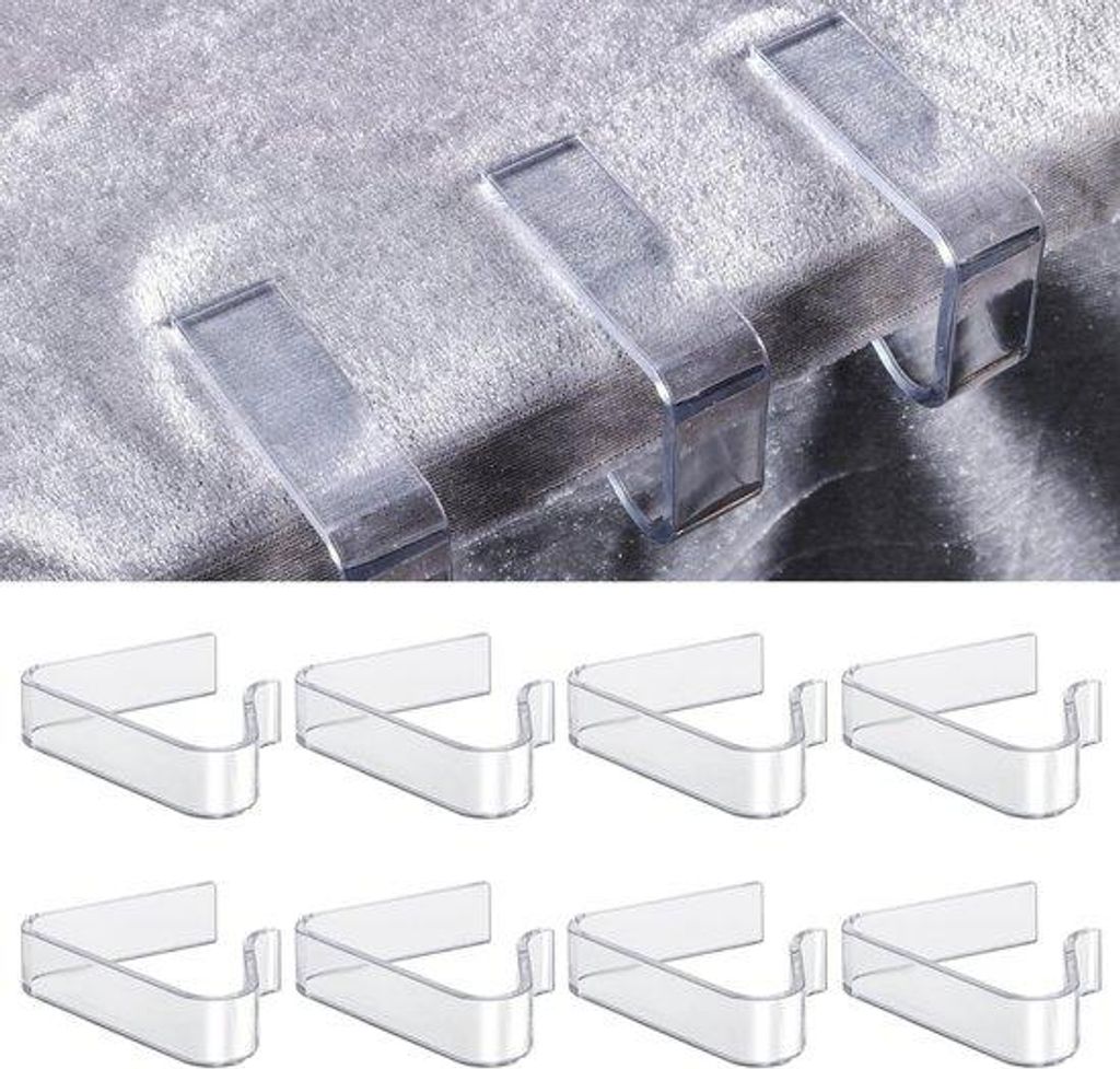 Plastik Tischdeckenhalter Set aus 8, Transparent, Tischdeckenhalter für dicke Tische, für den Einsatz zuhause, im Freien, zum Camping