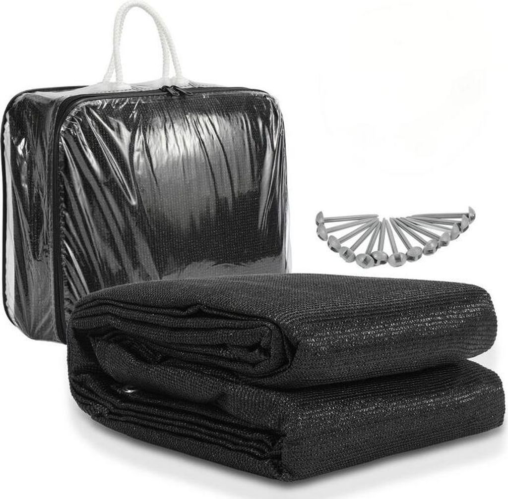 Clanmacy Zeltteppich 250X300cm Vorzeltteppich Campingteppich Outdoor Teppich Vorzeltboden Zeltunterlage Zeltboden für Zelt Wohnmobil Schwarz