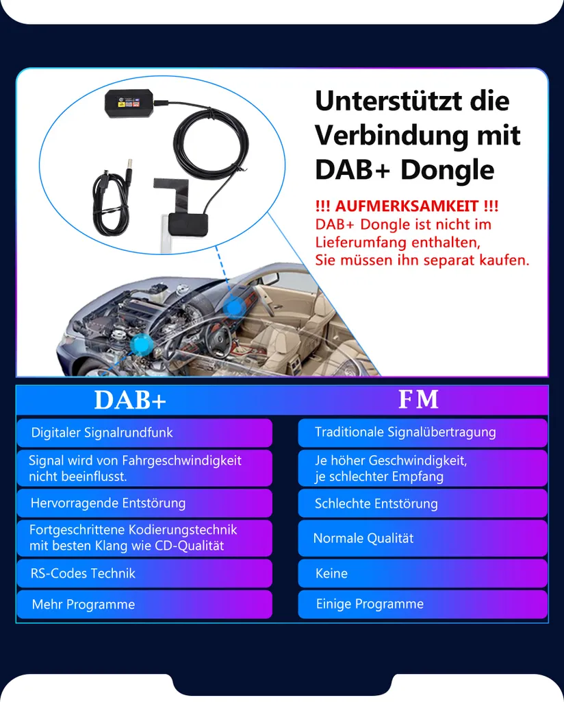 Autoradio 1 DIN Android 15 Schermo 360° 2+64GB DAB+ Wireless CarPlay - 11