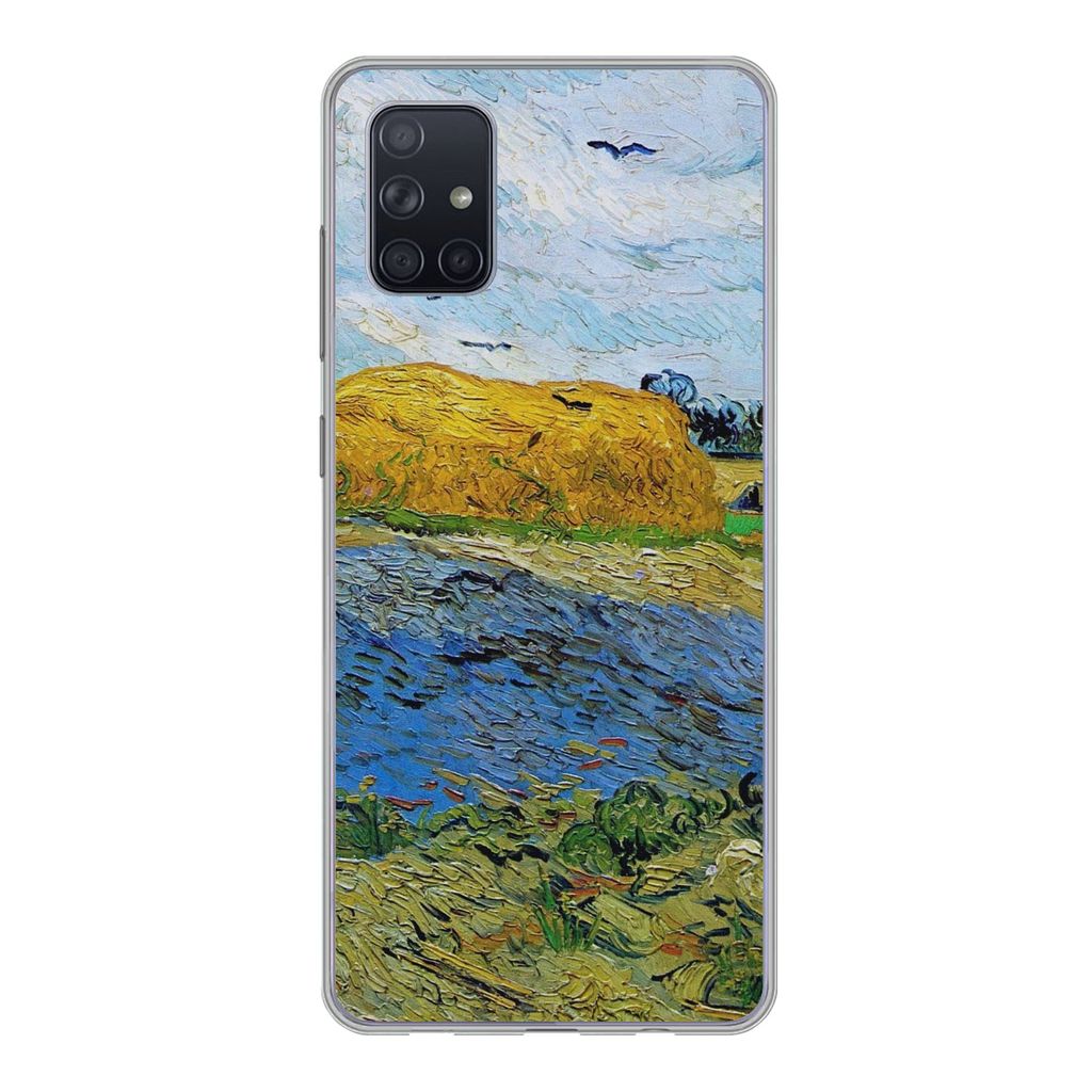 MuchoWow Handyhülle Schutzhülle Hülle für Samsung Galaxy A71 Heuballen unter einem regnerischen Himmel - Vincent van Gogh Silikon Softcase Ha...
