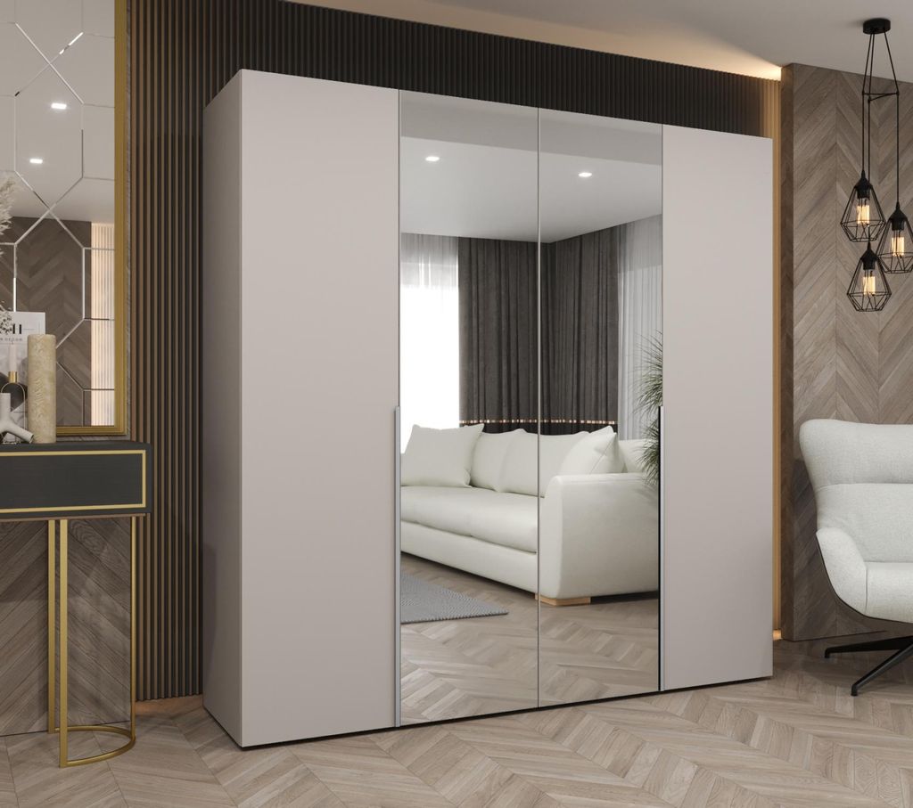 Kleiderschrank 200 cm ASUDA mit Spiegeln - Kaschmir