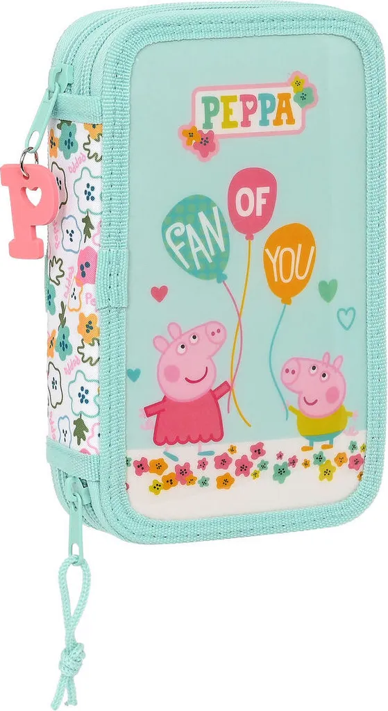 Sac Peppa Pig Cosy Corner bleu ciel double ressort avec 28 accessoires
