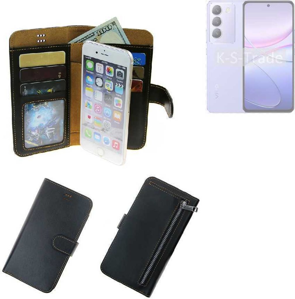 K-S-Trade Schutz Hülle kompatibel mit Vivo V40 SE 5G Klapphülle Case Phone cover Slim Handytasche Handy Hülle schwarz aus Kunstleder (1 Stk)