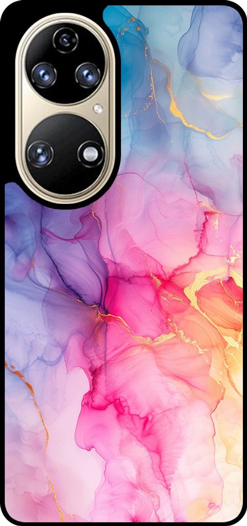 Smartphonica Telefon Fall geeignet für Huawei P50 mit Marmor-Druck - TPU zurück Abdeckung Fall Marmor-Design - Regenbogen