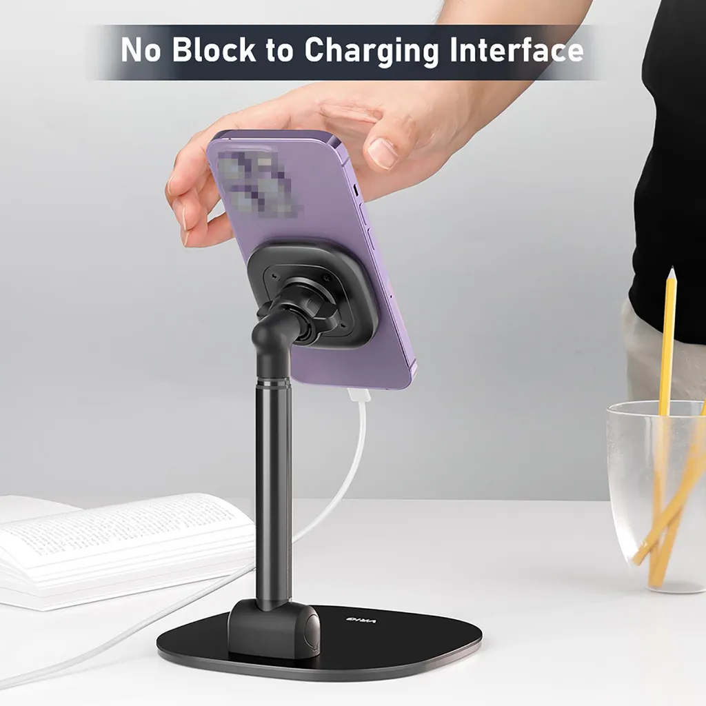 Support téléphone réglable 360° avec hauteur ajustable coloris noir