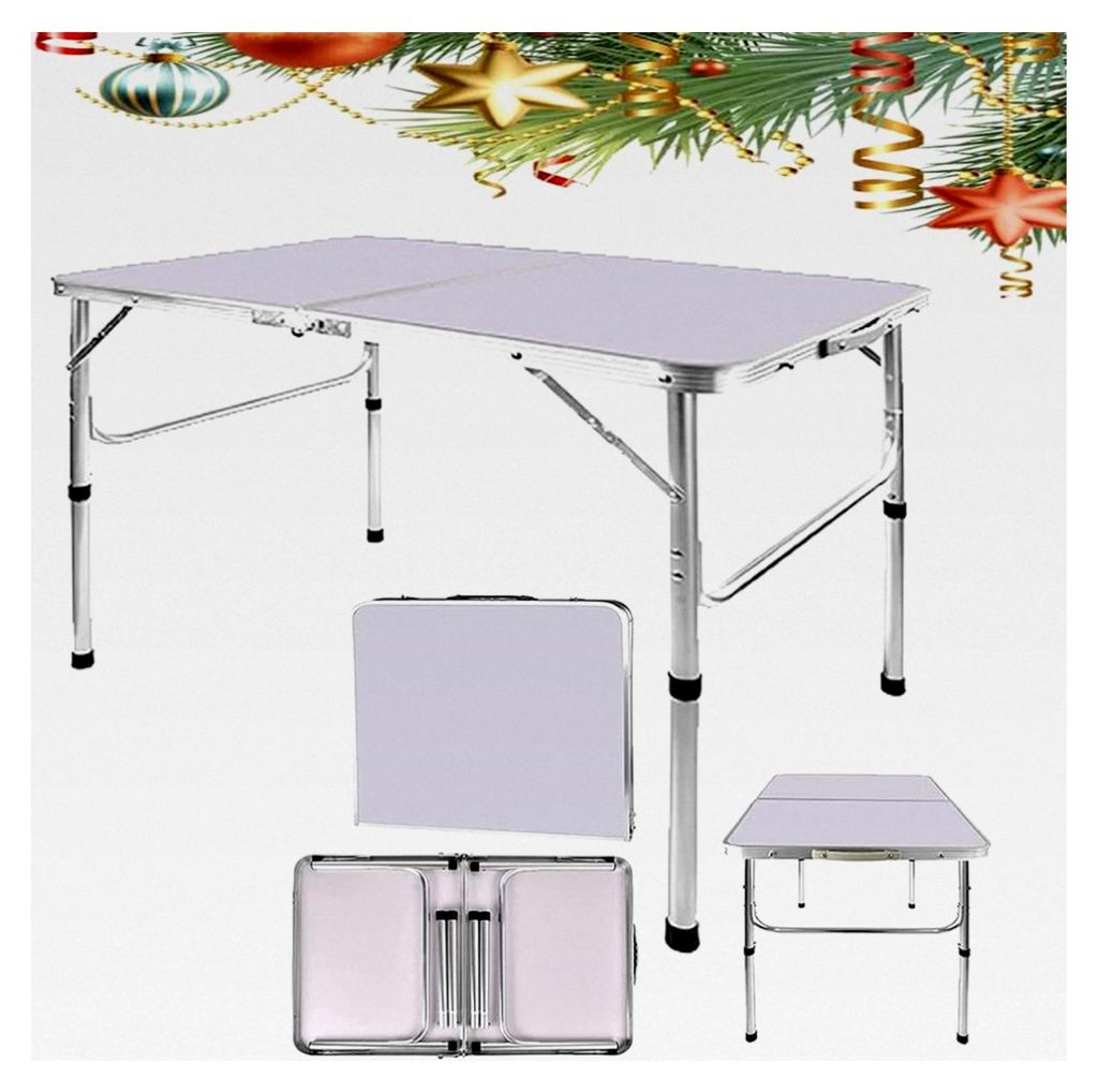 Faltbare Picknicktische, 90 cm, Aluminium, tragbar, höhenverstellbar, leicht, für Camping und Garten (90 x 60 x 37/67 cm)
