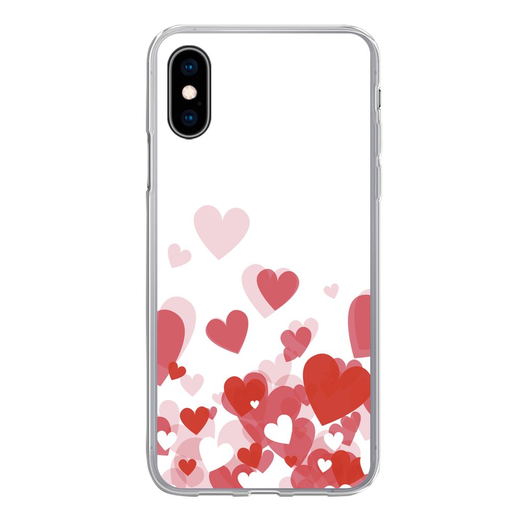 MuchoWow Handyhülle Schutzhülle Hülle für iPhone X Eine Illustration eines Regens der Herzen Silikon Softcase Handy Hülle - Handyhülle