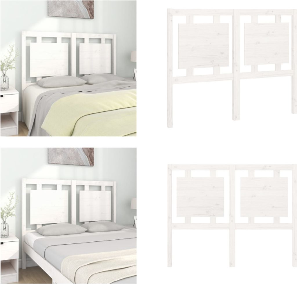 vidaXL Kopfteil Weiß 125,5x4x100 cm Massivholz Kiefer - Kopfteil - Kopfteile - Bettkopfteil - Holzkopfteil