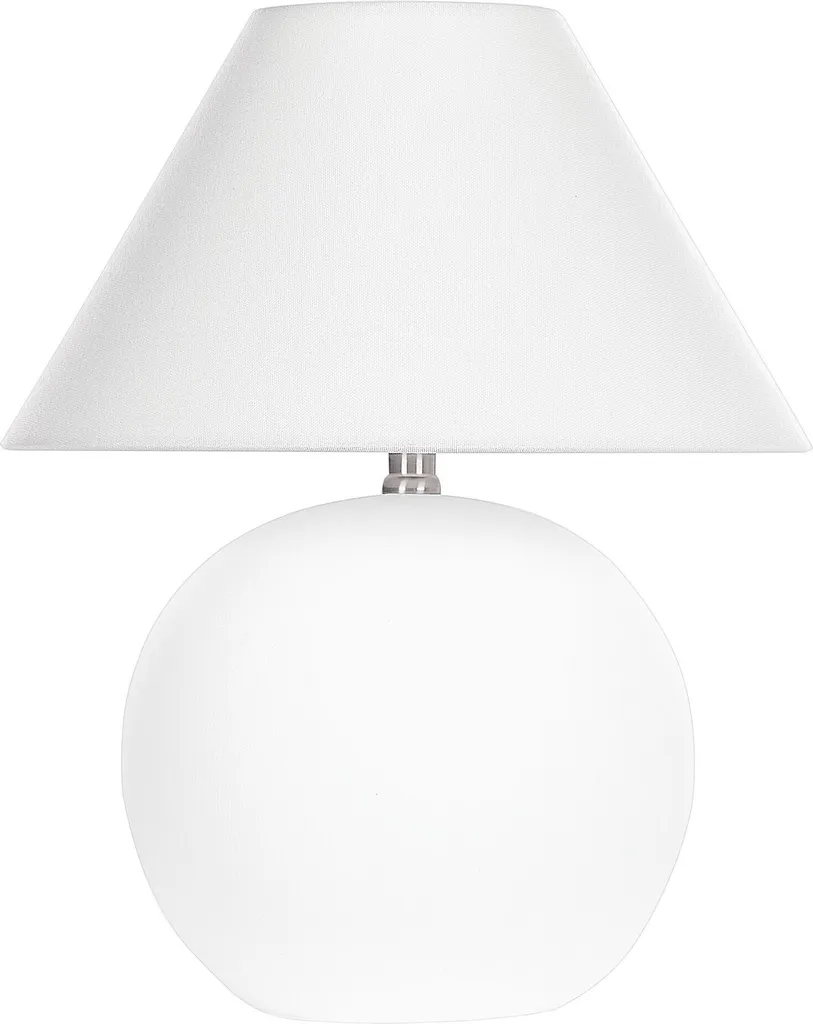 Lampe de chevet en céramique blanche et lin 41 cm pour chambre à coucher