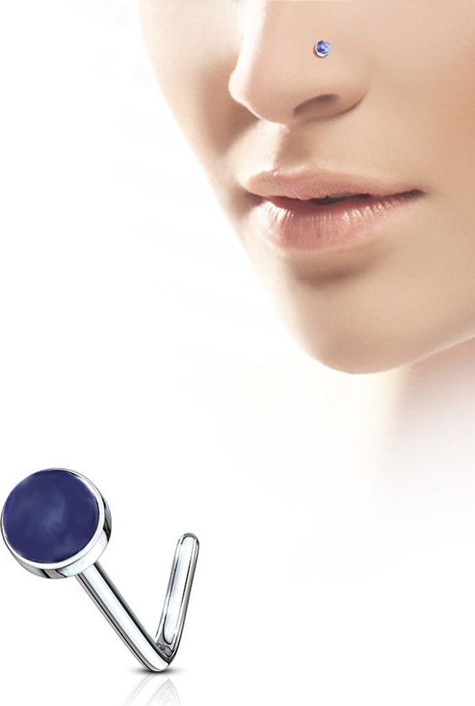 Nasenpiercing Nasenstecker mit Stein blauer Sodalith