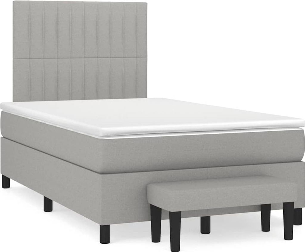 vidaXL Boxspringbett mit Matratze Hellgrau 120x190 cm Stoff