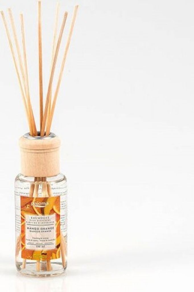 pajoma Raumduft 100 ml, Mango-Orange| inkl. Duftstäbe und Holzaufsatz in Geschenkverpackung