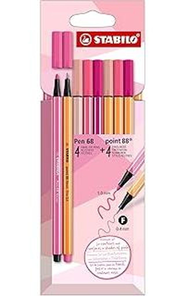 STABILO - Premium-Filzstifte & Fineliner - Pen 68 & point 88 - Shades of Pink - 8er Pack