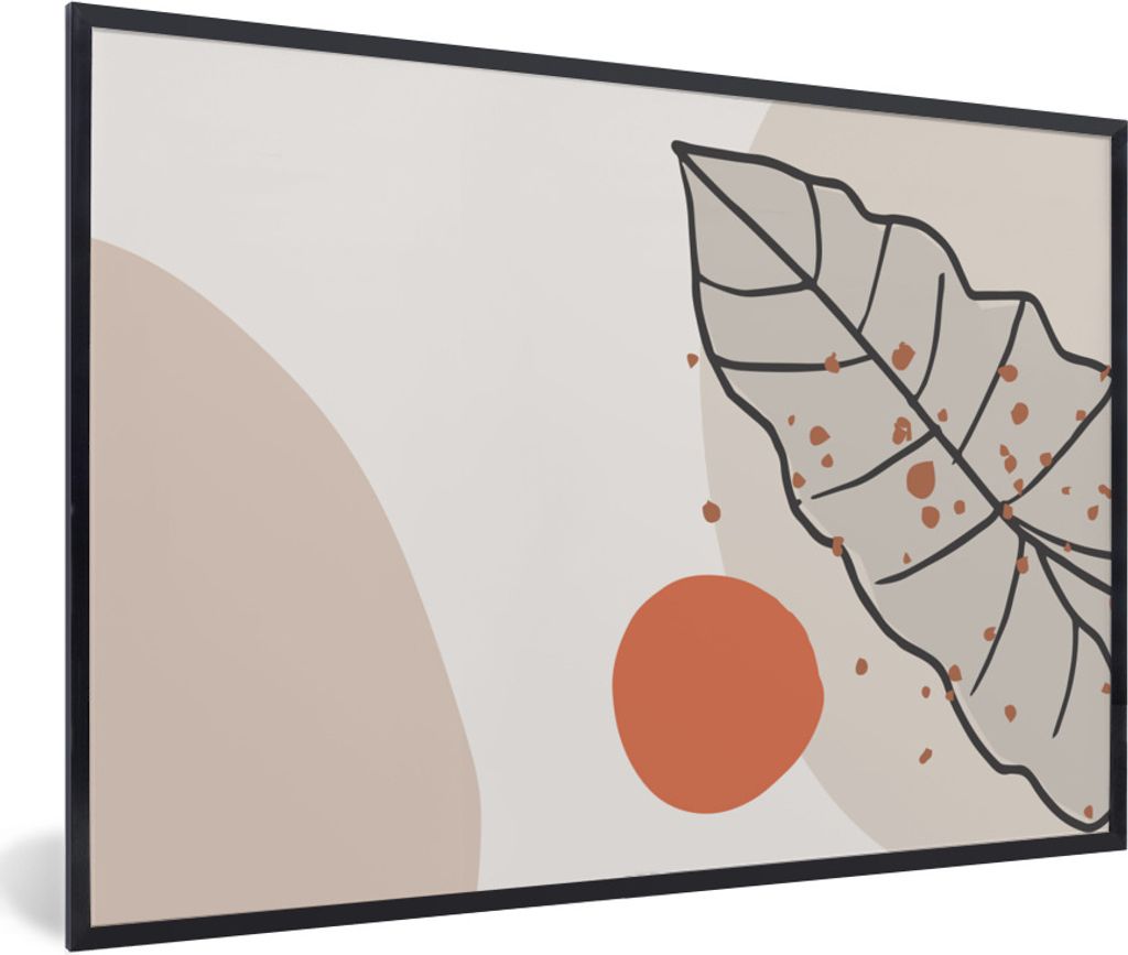 MuchoWow Gerahmtes Poster Sommer - Orange - Blatt 90x60 cm - Poster mit Schwarzem Bilderrahmen Wandposter Rahmen Foto Bilder - Fotorahmen - Foto-...
