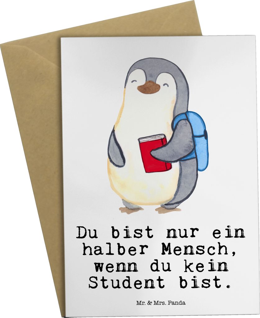 Mr. & Mrs. Panda Grußkarte Student Herz - Weiß - Geschenk, hochzeitskarten, osterkarte, einladungskarten, osterkarten, weihnachtskarten