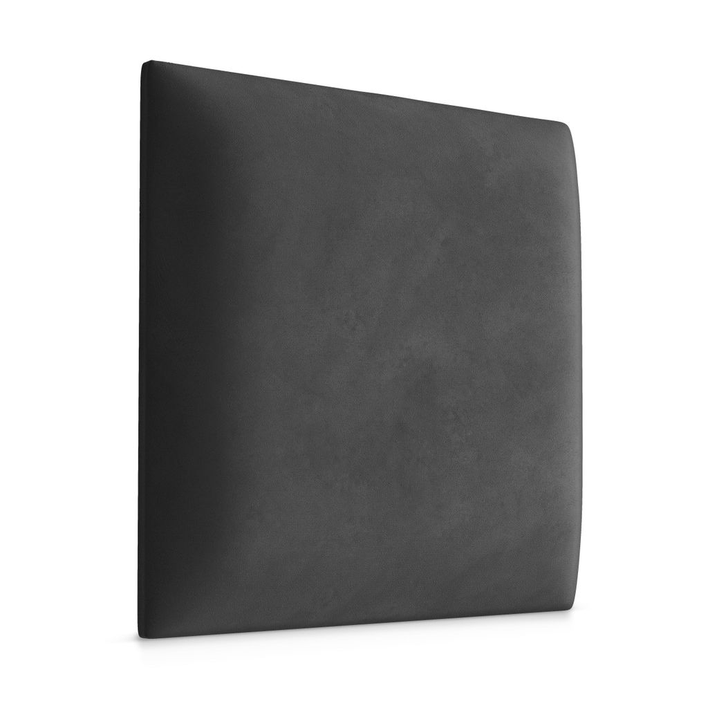 A single dark gray upholstered headboard panel.