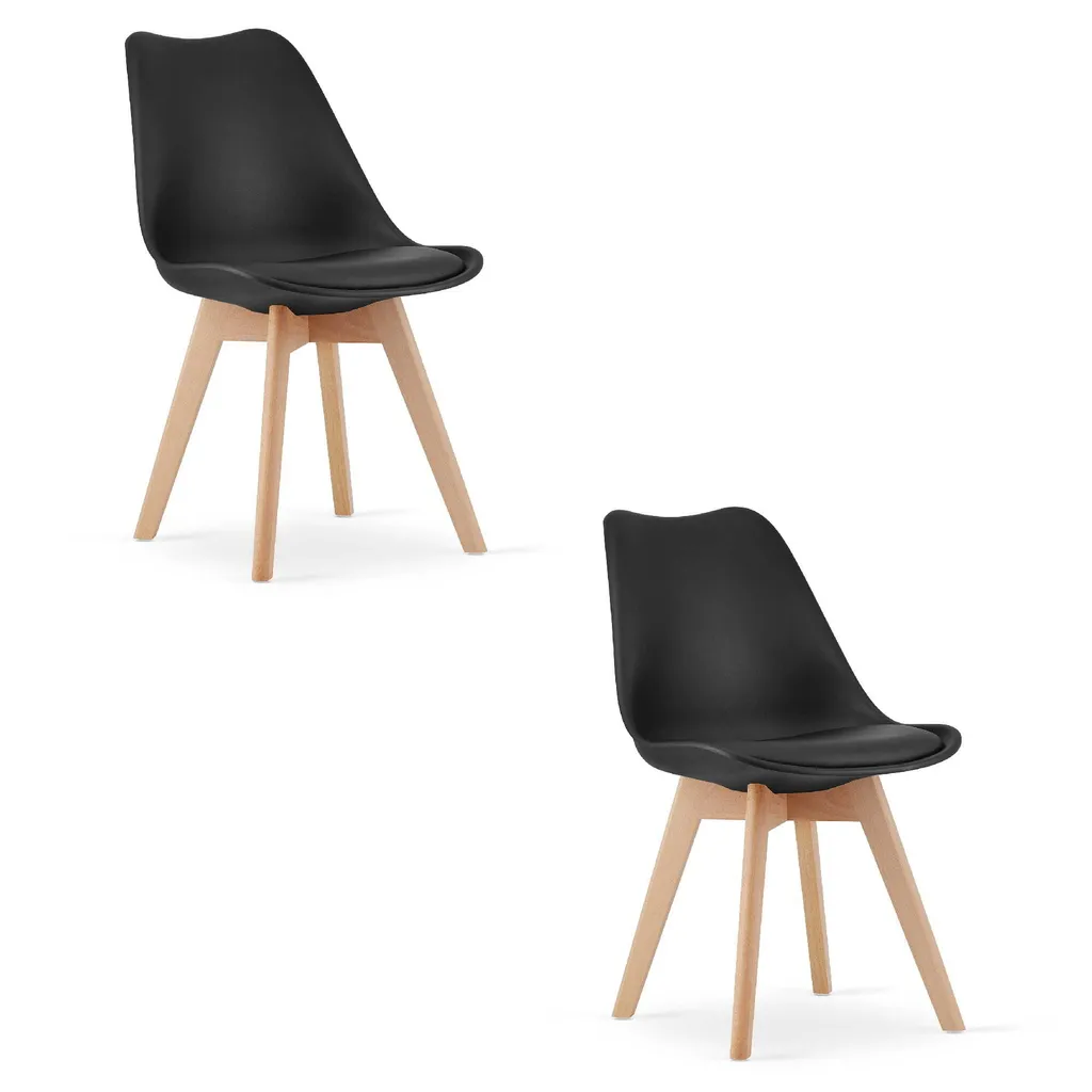 Set 2 Sedie MARK Nere: Arredamento Moderno Design Scandinavo per Soggiorno