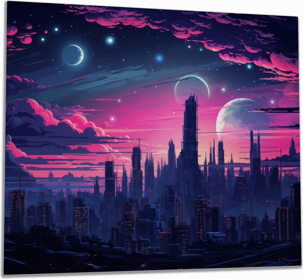 Wallario Herdabdeckplatte aus Glas, Größe 60 x 52 cm 1-teilig, Motiv Galaxie in der Abenddämmerung